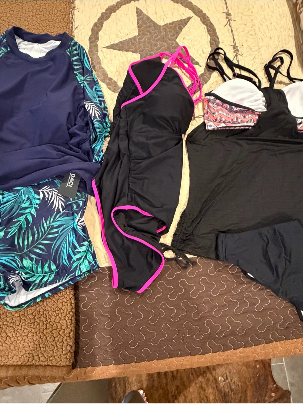 3 for price of 1!  One-Piece Swimsuit - Tankini Set and Rash Gaurd set included
